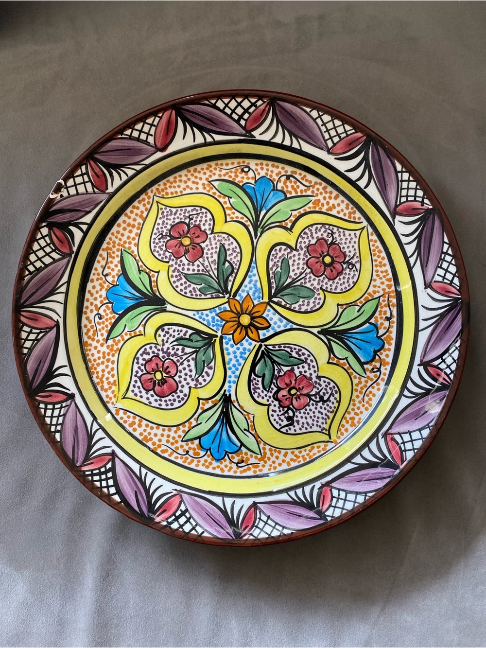 Saljo-Crespo Hand-Painted Floral Ceramic Wall Plate Made in Spain